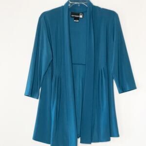 Antthony Original 3/4 Sleeve Cardigan Peacock Color Petite Medium Slinky Blue